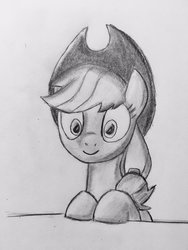 Size: 1536x2048 | Tagged: safe, artist:captainedwardteague, applejack, earth pony, pony, g4, applejack's hat, cowboy hat, female, hat, mare, solo, traditional art