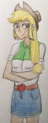 Size: 796x2016 | Tagged: safe, artist:captainedwardteague, applejack, equestria girls, g4, female, solo, traditional art