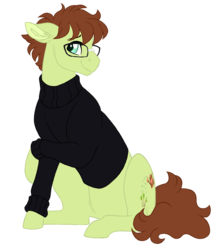 Size: 900x1016 | Tagged: safe, artist:azure-art-wave, oc, oc only, oc:hazelnut creme, earth pony, pony, clothes, glasses, simple background, solo, sweater, transparent background