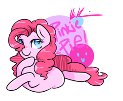 Size: 4375x3605 | Tagged: safe, artist:gigandjett, pinkie pie, earth pony, pony, g4, abstract background, cute, diapinkes, female, heart eyes, mare, prone, solo, wingding eyes