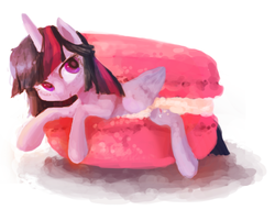 Size: 579x443 | Tagged: safe, artist:zombeegost, twilight sparkle, alicorn, pony, g4, cute, female, food, macaron, mare, ponies in food, simple background, solo, twiabetes, twilight sparkle (alicorn), white background