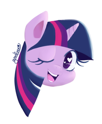 Size: 514x627 | Tagged: safe, artist:growlixee, twilight sparkle, pony, g4, cute, female, head only, heart eyes, one eye closed, open mouth, simple background, solo, twiabetes, white background, wingding eyes, wink