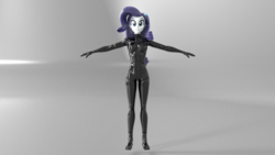 Size: 1920x1080 | Tagged: safe, artist:kurotheneko, rarity, equestria girls, g4, 3d, blender, latex, latex suit, solo, t pose