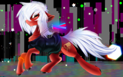Size: 1920x1200 | Tagged: safe, artist:brainiac, oc, oc only, earth pony, pony, bottomless, clothes, glowstick, male, partial nudity, rave, solo, stallion, unshorn fetlocks, ych result