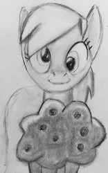 Size: 1124x1804 | Tagged: safe, artist:captainedwardteague, derpy hooves, pegasus, pony, g4, female, food, muffin, solo, traditional art
