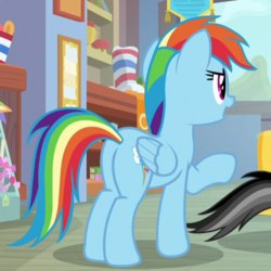 Size: 484x484 | Tagged: safe, screencap, quibble pants, rainbow dash, pegasus, pony, common ground, g4, butt, cropped, plot