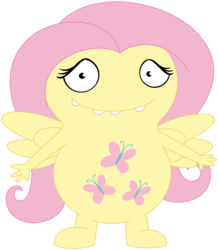 Size: 972x1116 | Tagged: safe, artist:m1ssra1nb0w, fluttershy, anthro, g4, crossover, female, simple background, solo, uglydoll, white background