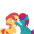 Size: 2000x2000 | Tagged: safe, artist:solardoodles, sunset shimmer, oc, oc:fluffy bee, pegasus, pony, unicorn, g4, boop, high res, scrunchy face, simple background, transparent background