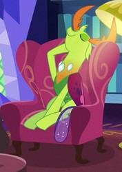Size: 720x1016 | Tagged: safe, screencap, thorax, changedling, changeling, g4, triple threat, armchair, chair, cropped, cute, eyes closed, hooves, king thorax, king thorax the fabulous, male, pose, solo, thorabetes