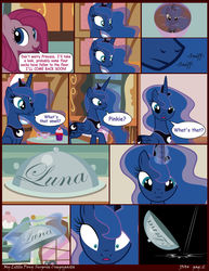 Size: 1024x1326 | Tagged: safe, artist:j5a4, pinkie pie, princess luna, pony, comic:surprise, g4, comic, pinkamena diane pie, platter