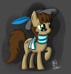 Size: 887x919 | Tagged: safe, artist:darthagnan, oc, oc only, earth pony, pony, clothes, hat, scarf, solo, sunglasses