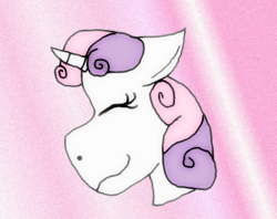 Size: 784x621 | Tagged: safe, artist:goldentigeress14, sweetie belle, pony, unicorn, g4, bust, disembodied head, eyes closed, female, gradient background, solo