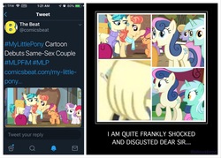 Size: 1985x1418 | Tagged: safe, aunt holiday, auntie lofty, bon bon, lyra heartstrings, sweetie drops, pony, g4, the last crusade, drama, meme, scootaloo's aunts drama, shipping, wing hands, wings