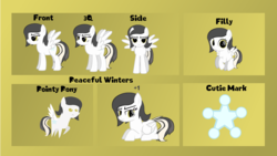 Size: 1920x1080 | Tagged: safe, artist:thunder-blur, oc, oc:peaceful winters, pegasus, pony, commission, female, filly, reference sheet