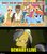 Size: 500x565 | Tagged: safe, edit, edited screencap, screencap, daring do, mane allgood, rainbow dash, scootaloo, snap shutter, earth pony, pegasus, pony, g4, read it and weep, season 2, season 9, the last crusade, caption, conspiracy, conspiracy theory, headcanon, image macro, imgflip, letterboxing, sinistar, text