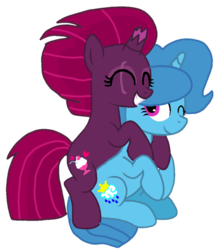 Size: 956x1080 | Tagged: safe, artist:徐詩珮, fizzlepop berrytwist, spring rain, tempest shadow, pony, unicorn, g4, base used, broken horn, female, horn, lesbian, mare, ship:springshadow, shipping, simple background, transparent background