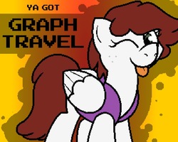 Size: 1000x800 | Tagged: safe, artist:pokefound, oc, oc only, oc:graph travel, pegasus, pony, banned from equestria daily, clothes, female, freckles, looking at you, mare, one eye closed, solo, tongue out, vest, wink, ya got
