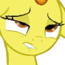 Size: 128x128 | Tagged: safe, artist:simplesaemple, edit, edited screencap, screencap, spitfire, pony, g4, no second prances, cropped, eyes rolling back, female, lip bite, picture for breezies, reaction image, unf