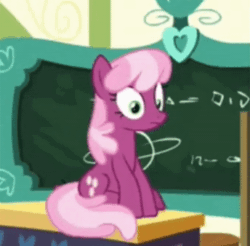 Size: 344x338 | Tagged: safe, screencap, cheerilee, earth pony, pony, g4, the last crusade, adorable distress, animated, chalkboard, cheeribetes, cropped, cute, desk, female, gif, school, shaking, shivering, solo, terrified, wide eyes
