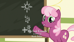 Size: 1920x1080 | Tagged: safe, screencap, cheerilee, earth pony, pony, g4, the last crusade, chalkboard, female, mare, ponyville schoolhouse, raised hoof, solo