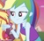 Size: 904x827 | Tagged: safe, screencap, rainbow dash, sunset shimmer, equestria girls, g4, my little pony equestria girls: choose your own ending, wake up!, wake up!: rainbow dash, choose rainbow dash, clothes, cropped, cyoa, female, geode of super speed, magical geodes, sleeveless, solo focus, stupid sexy rainbow dash, tank top