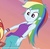 Size: 840x828 | Tagged: safe, screencap, rainbow dash, sunset shimmer, equestria girls, g4, my little pony equestria girls: choose your own ending, wake up!, wake up!: rainbow dash, choose rainbow dash, clothes, cropped, cute, cyoa, dashabetes, female, geode of super speed, magical geodes, phone, sleeveless, solo focus, tank top