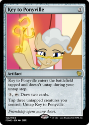 Size: 375x523 | Tagged: safe, edit, mayor mare, pony, g4, the last crusade, ccg, glasses, key, magic the gathering, trading card, trading card edit