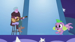 Size: 1280x720 | Tagged: safe, screencap, ink jet, snails, spike, spike the regular dog, dog, equestria girls, equestria girls series, g4, wake up!, spoiler:choose your own ending (season 2), spoiler:eqg series (season 2), acoustic guitar, almost famous, animated, background human, bipedal, clothes, cool scarf guy, cute, guitar, male, movie reference, musical instrument, paws, puppy, scarf, silly, sound, spikabetes, spike's dog collar, stage dive, sugar rush, unnamed character, unnamed human, wake up!: pinkie pie, webm