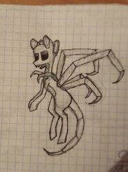 Size: 804x1080 | Tagged: safe, artist:kiryarter, oc, oc only, original species, graph paper, lineart, solo, traditional art