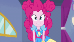 Size: 800x450 | Tagged: safe, screencap, pinkie pie, equestria girls, g4, my little pony equestria girls: choose your own ending, wake up!, wake up!: pinkie pie, animated, animated screencap, close-up, cute, diapinkes, excited, female, gif, happy, pinkie being pinkie, this'll be the best breakfast ever!, zoom in