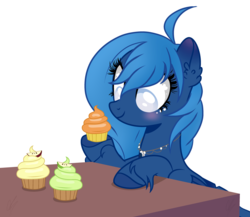 Size: 3458x3000 | Tagged: safe, artist:xxmelody-scribblexx, oc, oc only, oc:lorelei snowflake, pegasus, pony, base used, cupcake, female, food, high res, mare, simple background, solo, transparent background