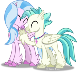 Size: 6934x6423 | Tagged: safe, artist:vector-brony, silverstream, terramar, classical hippogriff, hippogriff, g4, student counsel, absurd resolution, brother and sister, cute, diastreamies, eyes closed, female, male, quadrupedal, siblings, simple background, terrabetes, transparent background, vector