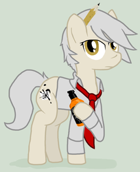 Size: 1649x2019 | Tagged: safe, artist:lucas47-46, oc, oc only, oc:wilted willow, earth pony, pony, alcohol, clothes, female, hoof hold, mare, necktie, pencil, solo