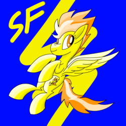 Size: 1500x1500 | Tagged: safe, artist:notadeliciouspotato, spitfire, pegasus, pony, g4, female, flying, mare, solo, spread wings, wings