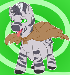 Size: 2600x2800 | Tagged: safe, artist:red note, oc, oc only, oc:tsavo, zebra, belly, cape, clothes, fetish, high res, hypnosis, impossibly large belly, kaa eyes, male, male pred, vore, zebra oc