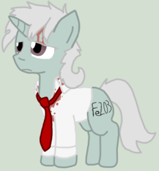 Size: 1244x1340 | Tagged: safe, artist:lucas47-46, oc, oc only, oc:rusted irene, pony, unicorn, blood, clothes, female, mare, necktie, solo
