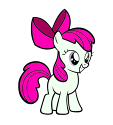 Size: 1080x1194 | Tagged: safe, apple bloom, oc, oc only, oc:sanriosa, earth pony, pony, g4, female, recolored, simple background, solo, white background