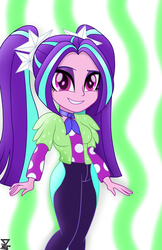 Size: 2800x4320 | Tagged: safe, artist:theretroart88, aria blaze, equestria girls, equestria girls series, find the magic, g4, spoiler:eqg series (season 2), ariabetes, clothes, cute, eyeshadow, female, greenbutt pants, hairpin, high res, jacket, makeup, pants, pigtails, polka dots, smiling, solo, twintails