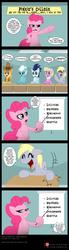Size: 800x2889 | Tagged: safe, artist:niban-destikim, braeburn, derpy hooves, fleetfoot, pinkie pie, soarin', oc, earth pony, pegasus, pony, g4, annoyed, blatant lies, classroom, clown college, comic, commission, dialogue, homie the clown, laughing, male, parody, patreon, patreon commission, patreon logo, pointer, simpsons did it, smiling, speech bubble, the simpsons