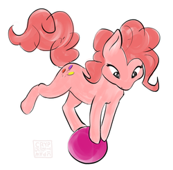 Size: 903x890 | Tagged: safe, artist:crypticpawsignals, pinkie pie, earth pony, pony, g4, balancing, ball, female, solo