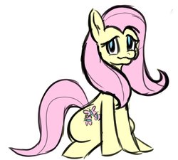 Size: 896x807 | Tagged: safe, artist:squeakydweeb, fluttershy, pegasus, pony, g4, female, mare, simple background, sitting, solo, white background