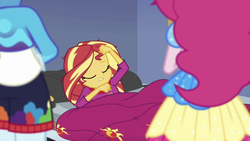 Size: 1344x756 | Tagged: safe, screencap, sunset shimmer, equestria girls, g4, my little pony equestria girls: choose your own ending, wake up!, homesick shimmer, humans doing horse things, spoiler