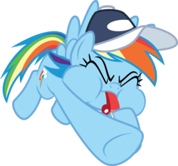 Size: 3213x3000 | Tagged: safe, artist:sollace, rainbow dash, pegasus, pony, common ground, g4, .svg available, baseball cap, blowing, blowing whistle, cap, cartoonishly oversized cheeks, coach, coach rainbow dash, female, flying, hat, high res, puffy cheeks, rainblow dash, rainbow dashs coaching whistle, show accurate, simple background, solo, that pony sure does love whistles, transparent background, vector, whistle, whistle necklace