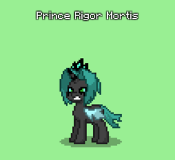 Size: 329x302 | Tagged: safe, oc, oc only, oc:prince rigor mortis, changeling, pony, pony town, holeless