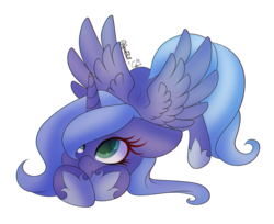Size: 3160x2580 | Tagged: safe, artist:greenmarta, princess luna, alicorn, pony, colored pupils, cute, female, filly, floppy ears, hoof shoes, lunabetes, s1 luna, simple background, solo, spread wings, transparent background, wings, woona, younger