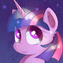 Size: 856x856 | Tagged: safe, artist:autumnvoyage, twilight sparkle, pony, g4, bust, colored pupils, cute, ear fluff, female, head only, mare, portrait, solo, stars, twiabetes