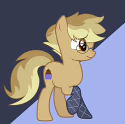 Size: 1980x1976 | Tagged: safe, artist:biitt, artist:nightcorecat123, oc, oc only, oc:clockwork (ice1517), earth pony, pony, icey-verse, base used, glasses, male, offspring, oven mitts, parent:derpy hooves, parent:doctor whooves, parents:doctorderpy, raised hoof, solo, stallion
