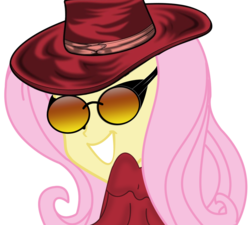 Size: 968x870 | Tagged: safe, artist:iamaquamarine, fluttershy, equestria girls, g4, alucard, alushy, clothes, cosplay, costume, crossover, female, hellsing, simple background, solo, transparent background