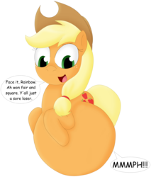 Size: 2768x3254 | Tagged: safe, artist:girlsvoreboys, applejack, earth pony, pony, g4, circle tool, dialogue, eaten alive, fetish, high res, implied death, implied rainbow dash, predajack, preydash, simple background, transparent background, vore