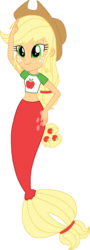 Size: 873x2433 | Tagged: safe, artist:rebelprincess59, applejack, mermaid, equestria girls, g4, applejack's hat, belly button, cowboy hat, female, hat, mermaid tail, mermaidized, simple background, solo, species swap, white background